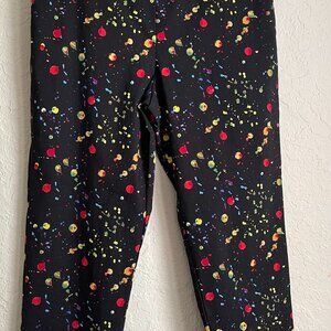 Krazy Larry Women's Black Paint Splatter Pullover Stretch Pants Size 12